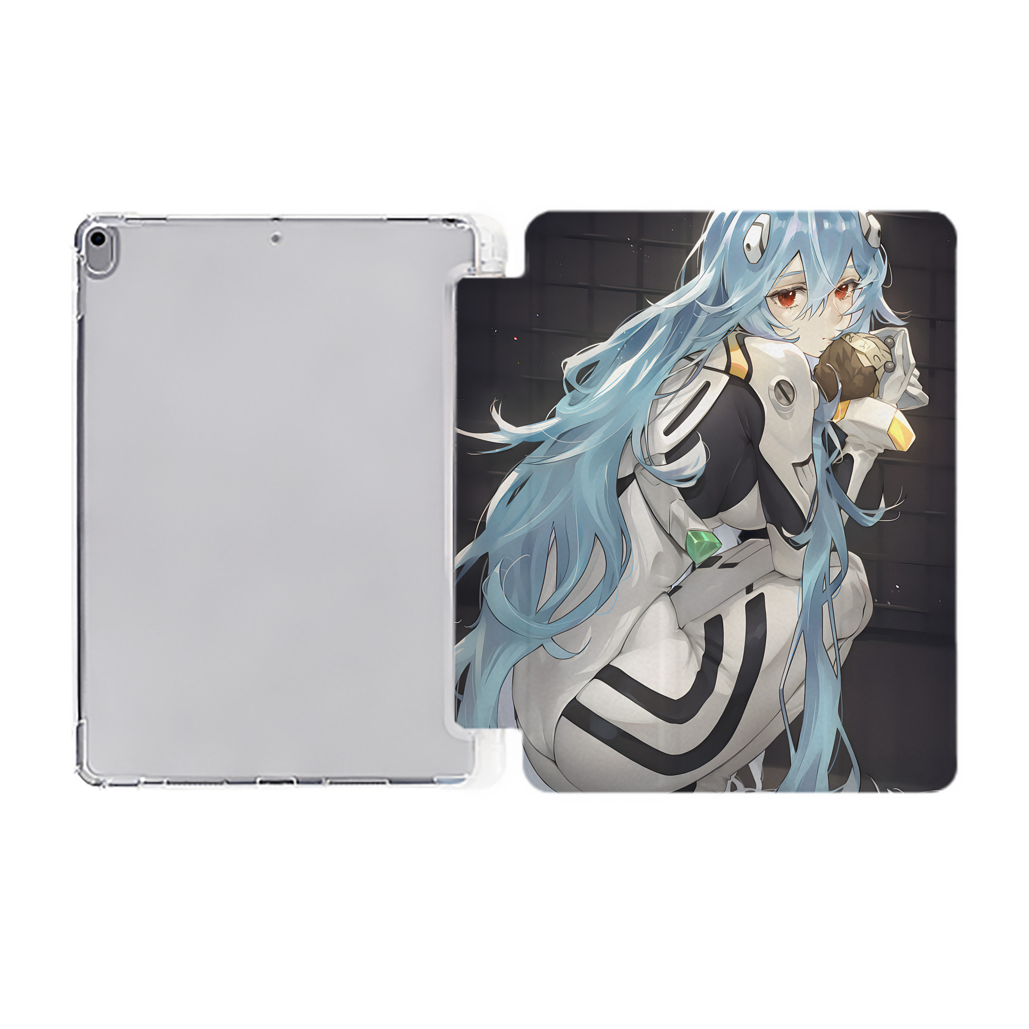 （画像用） EVA 新世紀エヴァンゲリオン IPad ケース ペン収納付き 三つ折りスタンド PUレザー×シリコン 対応機種9.5/10.5/10.9インチ